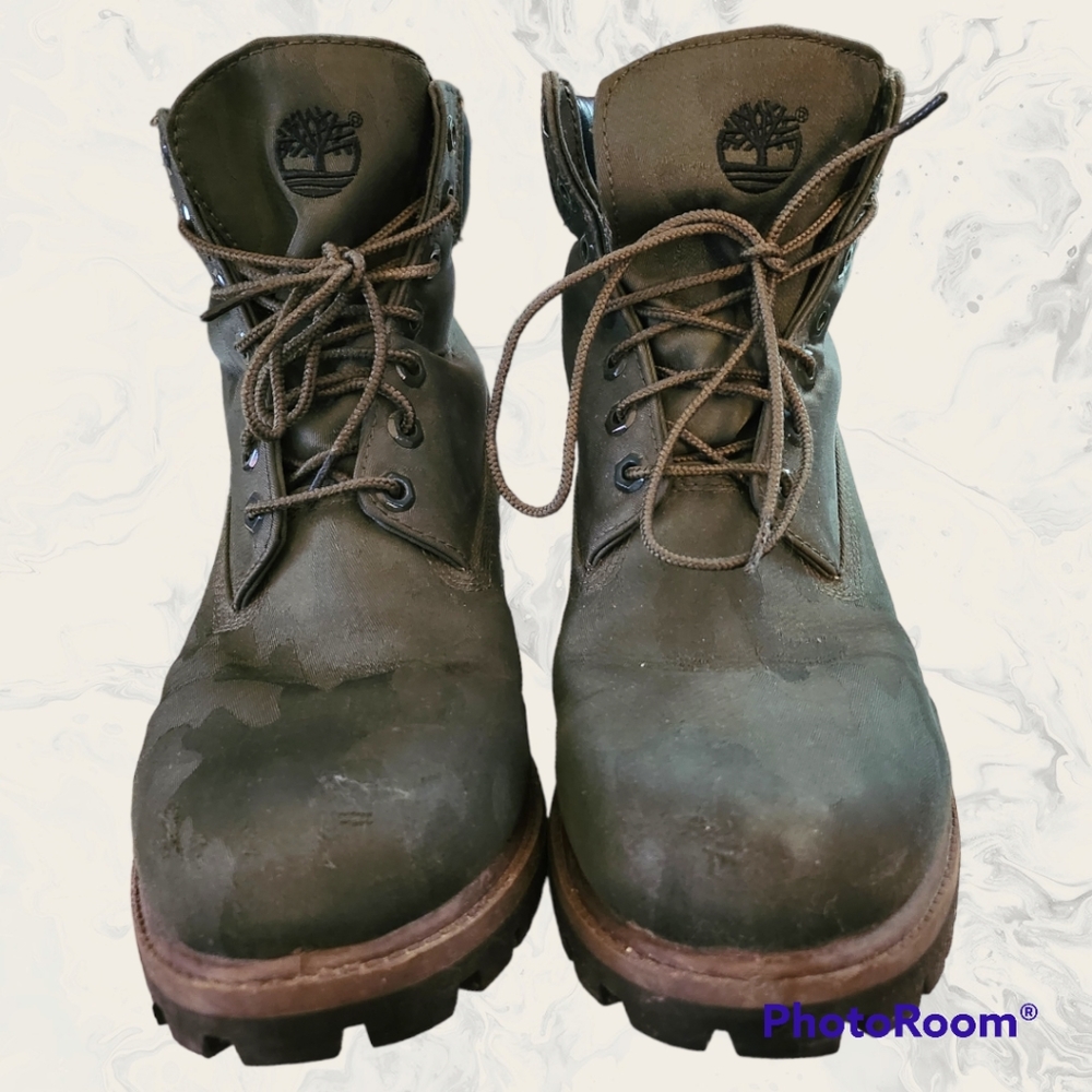 Rare Timberland Jaquard Camo Green Boots Size 10 US - Picture 5 of 6